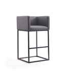 Manhattan Comfort Embassy 21" Mid-Century Modern Faux Leather Upholstered Bar Stool - Grey and Black - 2 Pack-Simplistic Tight Back Chair Design