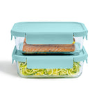 Bentgo - Ensemble de 4 boîtes de conservation en verre étanche - Bleu clair- L'ensemble de conservation des aliments comprend deux grandes boîtes de 4,4 tasses.