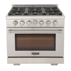 Kucht 36" KFX-X Series Pro Style Propane Gas Range - Stainless Steel-Rocket power burner 21 000 btu for rapid searing