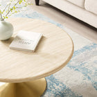 Modway Lippa 36" Round Faux Travertine Coffee Table - Gold Travertine-Non-Marking Felt Pad
