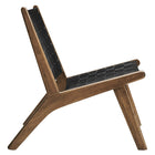 Modway - Saoirse Cuir Fauteuil lounge d’accent en bois - Noir noyer-Pieds inclinés et supports de barre transversale