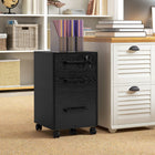 HOMCOM 3-Drawer Letter/A4 Filing Cabinet with Hanging Bars - Black-Flat top accommodates printers, scanners, or personal items
