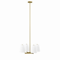 Modway Mercer 4-Light Pendant Light - White/Satin Brass-Modern 4-Light Pendant