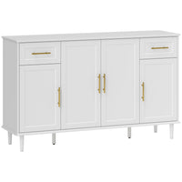 HOMCOM - Buffet 55,1 po L avec portes à fermeture en douceur - blanc-Plateau large de 55,1 po (140 cm), idéal pour exposer des objets de décoration ou préparer le café 
