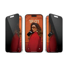 PanzerGlass Privacy Screen Protector for iPhone 15 Pro - Black-A case-friendly screen protector made of flat tempered glass