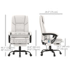Vinsetto Massage Office Chair with 6-Point Vibration and Footrest - White-Adjustable seat height to fit your comfort