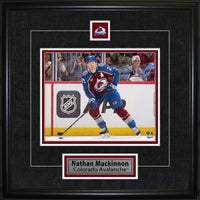 Nathan Mackinnon Pin & Plate Colorado Avalanche - Framed Print - 18" x 18"-Premium virtual frames