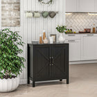 HOMCOM 31.5" L Farmhouse Kitchen Storage Cabinet - Black-Easy to clean with smooth melamine-facing