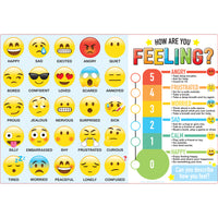 Ashley Productions - ASH95709 Placemat Studio Smart Poly Comment vous sentez-vous Learning Placemat - 13" x 19" - unilatéral - paquet de 10-Utilisez avec des marqueurs effaçables à sec ou à base d'eau et des crayons lavables.
