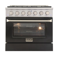 Kucht 36" KNG Series Pro Style Natural Gas Range - Stainless Steel/Black-Cook and bake like a pro with the extra-large convection oven that offers 4.2 cu. ft. of capacity, a 5-rack configuration, and an extra-large viewing window