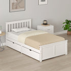 HOMCOM - Cadre de lit plateforme en bois taille twin avec tiroirs - blanc-Fabriqué en bois de pin massif pour une expérience de sommeil stable, sans oscillation 