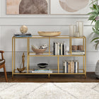 Hudson&Canal - Console Winthrop 52" de largeur avec étagères en verre - Laiton-Nettoyer avec un chiffon doux et sec, sans produits chimiques agressifs ni produits de nettoyage abrasifs