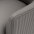 Manhattan Comfort Raya 25.2" Modern Leatherette Upholstered Dining Armchair - Taupe - Set of 2-Floating Style Chair with Beautiful Vertical Ribbed Back Stitching on Geometrical Gold Base with Unique Floating Round Details Gold Connecting Balls