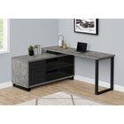 Monarch Specialties 7714 72" Computer Desk - Grey Concrete/Black Executive Corner-Open and closed storage options include 2 open shelves with 1 shelf panel and 2 large storage drawers