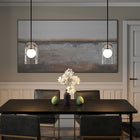 Hudson&Canal - Suspension double couche Sondre de 20 cm de large avec abat-jour en verre - Bronze noirci/lait blanc/transparent-Dimensions du produit : 7,88" L x 7,88" l x 11,75" H