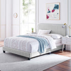 Modway Celine Channel Tufted Performance Velvet Twin Bed - Light Grey-Assembly Required
