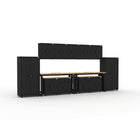 Cat RTA Garage Storage Cabinetry 13-Piece Set with 2 Lockers, 5 Walls, 2 Bases, 2 Drawer-Bases and 2 72" Workbenches-Industrial Steel Construction: Built with 22-gauge steel frames and 20-gauge steel doors to support up to 500 lbs per cabinet for dependable, long-term performance.