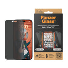 PanzerGlass Privacy Screen Protector for iPhone 15 Plus - Black-Confidentiality privacy filter renders the display almost invisible