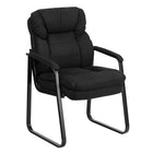 Flash Furniture – Chaise de réception en microfibre avec soutien lombaire et base traîneau, noir (GO1156BK)-Style contemporain