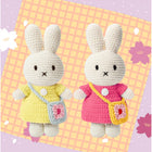 Just Dutch Miffy Handmade Bunny Plush Toy - Pink Dress with Yellow Flower Bag-Designed as a safe and durable collectible or decorative accent suitable for fans and collectors of all ages