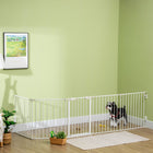 PawHut 30" H Foldable Indoor Dog Playpen with Door - White-The door can be closed automatically when its opening angle is less than 90° and stay open when goes over 90°( The door won't close when its angle is less than 15°) 