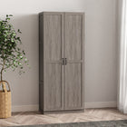 Manhattan Comfort Cornelia 29.61" Modern 4-Shelf Storage Closet - Grey-Sleek vertical rectangular door panels with black metal handles