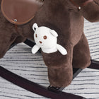 Qaba - Cheval à bascule en peluche sur rockers en bois - marron-Corps en peluche doux et câlin avec un siège rembourré confortable pour de longs moments de plaisir 