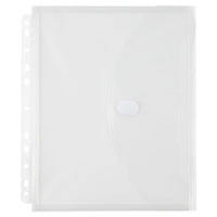 JAM Paper Plastic Binder Envelopes with Hook & Loop Closure, 3 Hole Punch, 9.5 x 1.25 x 11.5, Clear, 12 Pack (218VB1CL)-3 Hole Punch Plastic Binder Envelope