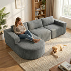 HOMCOM - canapé sectionnel en nuage en forme de L avec méridienne - gris foncé-Assise profonde et larges accoudoirs améliorent le confort 