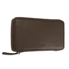 Gry Mattr - Étui à stylos en cuir végétalien - 8,25 x 4,5 po - Brun-Extérieur en cuir végétalien lisse