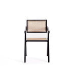 Manhattan Comfort Hamlet 19.67" Industry Chic Dining Arm Chair - Black and Natural Cane - Set of 2-Seat Made from Natural Cane