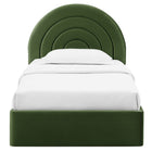 Modway Solana Arched Performance Velvet Twin Platform Bed - Moss Green-Platform Bed Frame