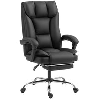 HOMCOM - Fauteuil de bureau en cuir - noir-Mousse épaisse à haute résilience offrant un bon soutien 