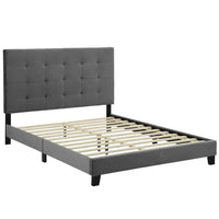 Modway Melanie Tufted Button Upholstered Performance Velvet Queen Platform Bed - Grey-Platform Bed Frame With Headboard