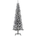 HOMCOM 6' Snow-Flocked Pencil Artifical Christmas Tree - Black-Snow-flocked design adds a wintry touch 