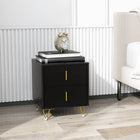 HOMCOM - Table de chevet avec pieds en métal pour chambre - noir-Espace de rangement généreux dans les tiroirs pour livres, stylos ou essentiels pour la nuit