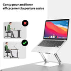 ShoppingAll - Support Élévateur Pour Ordinateurs Portables Et Tablettes Jusqu’à 17,3 Pouces – Argent-Conception Favorisant le Refroidissement – Structure ouverte pour une meilleure ventilation et éviter la surchauffe.