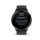 Garmin - Venu 4 – 45 mm, Ardoise avec bracelet en silicone noir-Suivi du mode de vie (nouveau): Enregistrez des comportements personnalisés ou prédéfinis — comme la consommation de caféine et d'alcool — et consultez des rapports sur la façon dont ces choix de mode de vie affectent votre sommeil, votre stress et votre HRV dans l'application Garmin Connect. Ainsi, vous pouvez prendre des décisions plus conscientes pour votre santé