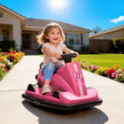 Qaba 6V Electric Bumper Car for Kids with 360 Degree Spin and Dual Motors - Pink-The rubber bumper edges absorb impacts, protecting kids and surroundings