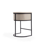 Manhattan Comfort Cosmopolitan 23.7" Mid-Century Modern Faux Leather Upholstered Counter Stool - Cream and Black - 3 Pack-Delivered to you Fully Assembled! No Assembly Required