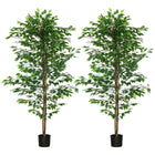 HOMCOM 6' Artificial Ficus Trees for Indoor Home Decor - Green - 2 Pack-Two pack. Beautiful artificial ficus design plant 