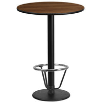 Flash Furniture Dessus de table rond de 24 po en stratifié de noyer avec anneau de pied-Table d'hospitalité à hauteur de bar