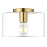 Hudson&Canal - Plafonnier encastré Henri de de 25,4 cm de large avec abat-jour en verre - Laiton/Transparent-Design industriel pour votre entrée, votre foyer ou votre cuisine