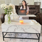 HOMCOM Lift Top Coffee Table with Hidden Storage Compartment - White-Material: Particle Board, Metal