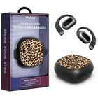 MyBat Design Lab Open Ear Bluetooth Earbuds - Black And Leopard Print-Stylish black and leopard print design for a bold fashion statement