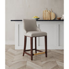 Manhattan Comfort - Shubert tabouret de comptoir moderne en similicuir rembourré 22,64" - gris clair-Cadre en bois de hêtre massif avec une finition foncée riche - dispose d’une plaque de pied en métal doré