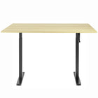 Ezywork - Bureau assis-debout réglable en hauteur Manual 55" (140 cm) - Structure noire / Plateau en bois clair-Plateau de table monobloc 55" x 24" (140 cm x 60 cm)