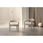 Manhattan Comfort Aspen 23.2" Mid-Century Modern Tweed Upholstered Dining Armchair - Gold Dust - Set of 2-Frame Made of Kiln Dried Birch Wood with Dowelled Joints and Reinforced Corners