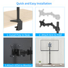 ShoppingAll Adjustable Single Monitor Standing Mount Extra Tall 31.5" Pole for Display up to 32" - Black-This fully adjustable desk mount can be fixed by C-clamp or grommet installation on any working surface