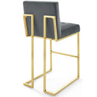 Modway - Privy Acier inoxydable doré Performance Velvet Tabouret de bar - Charbon de bois doré - Ensemble de 2-Touffe élégante de biscuits